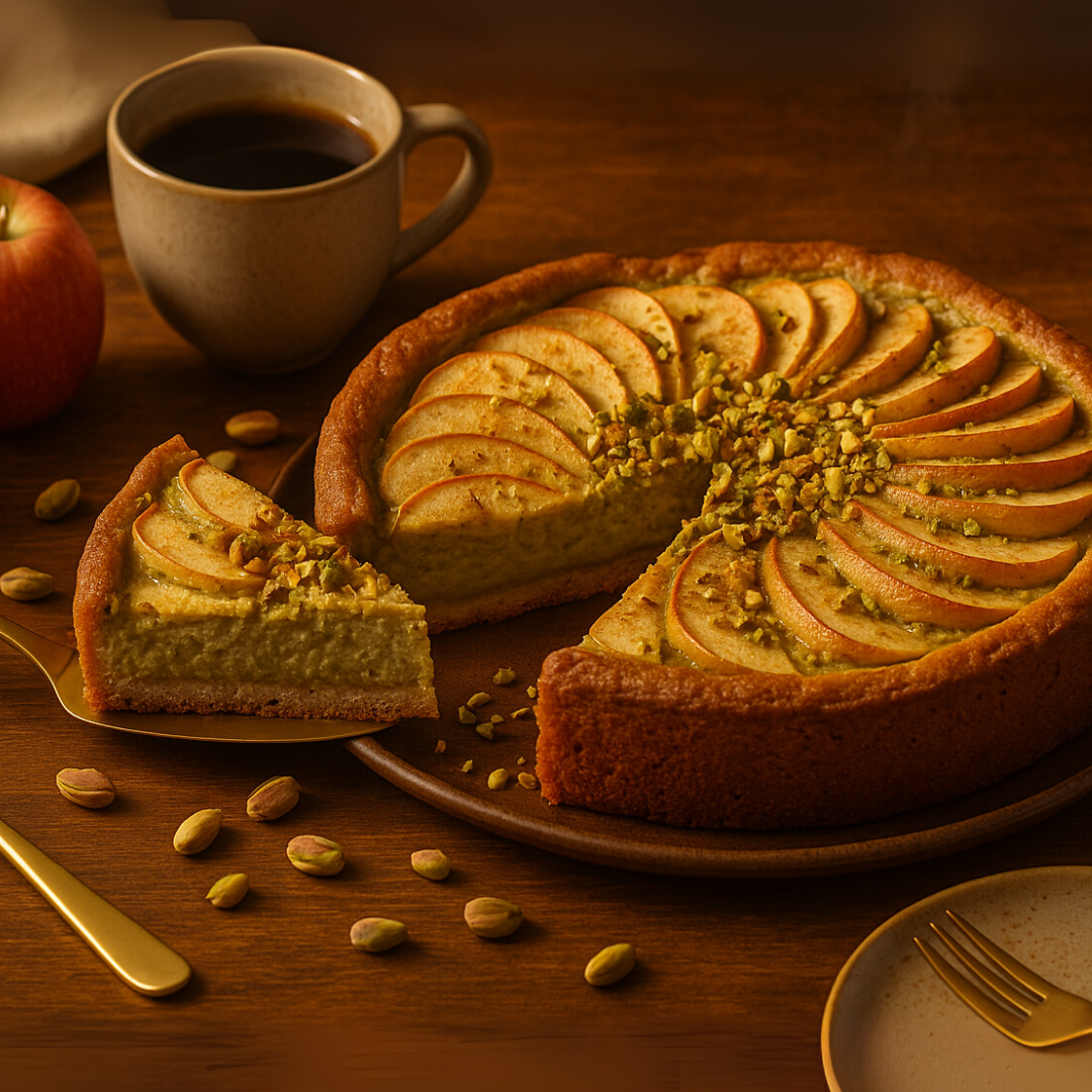 Herbstlicher Apfelkuchen mit Pistaziencreme