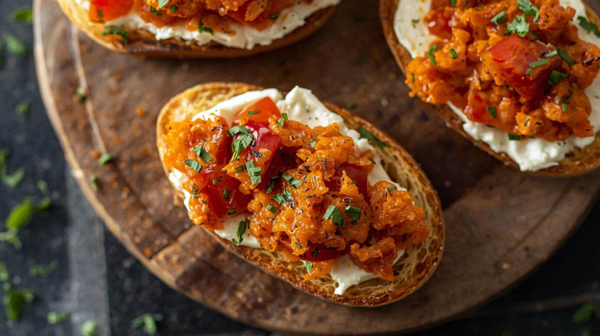 Crostini mit Filetopiperia und Ziegenkäse