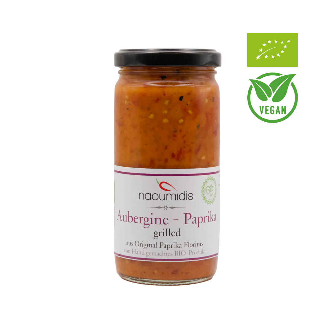 Gegrillte Paprika mit gegrillter Aubergine von Naoumidis Bio und vegan