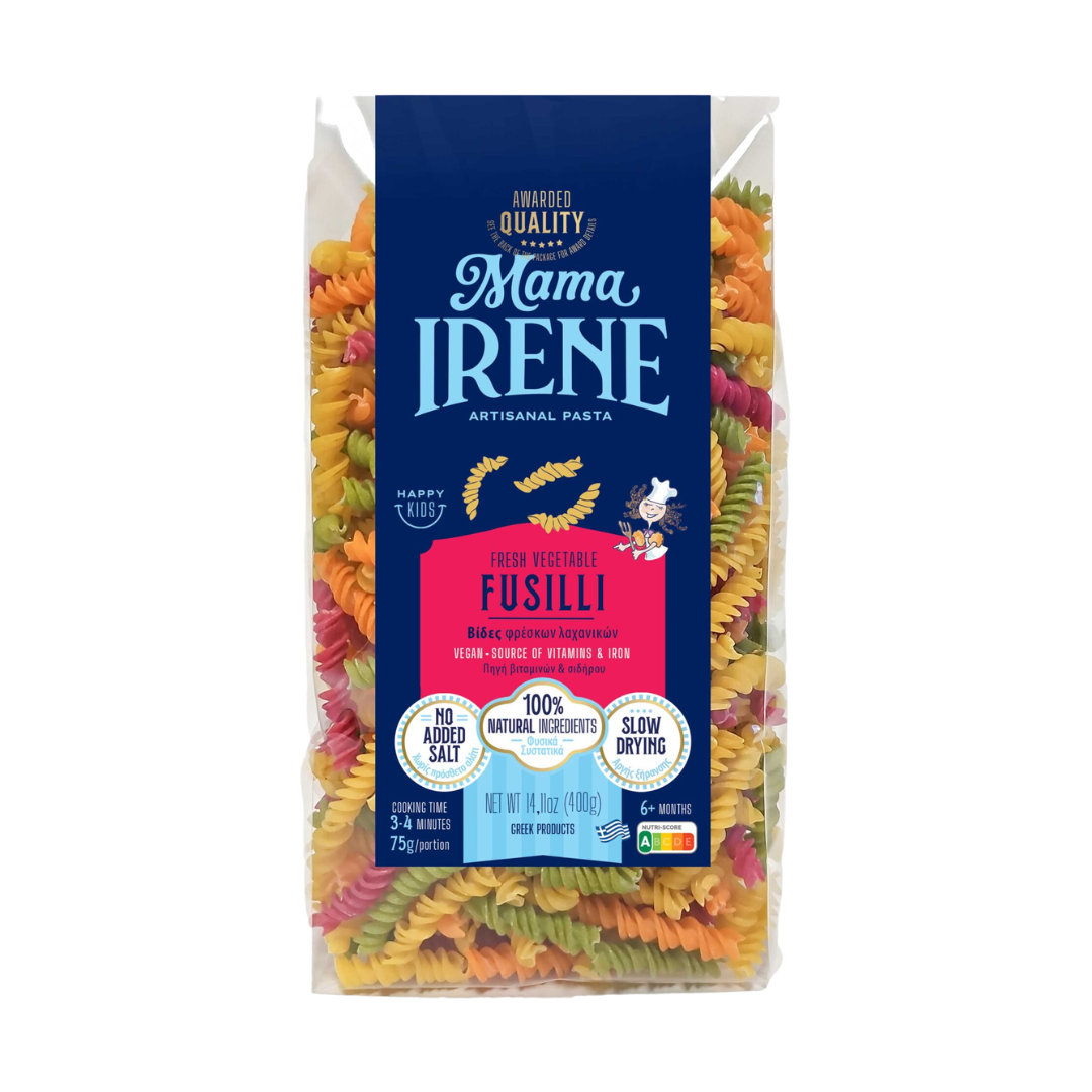Bunte Fusilli mit frischem Gemüse aus Griechenland – Mama Irene – 400g