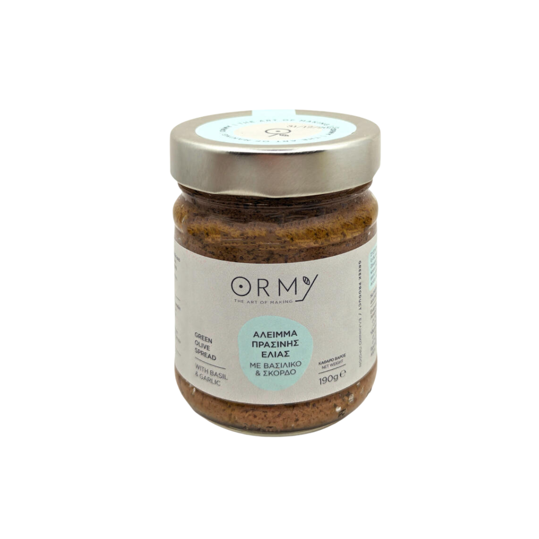 Kloster Ormylia griechische Oliven Tapenade aus grünen Oliven mit Basilikum und Knoblauch - 190 g